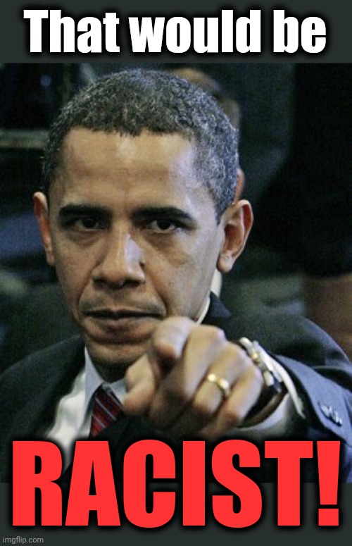 obama pointing finger | That would be RACIST! | image tagged in obama pointing finger | made w/ Imgflip meme maker