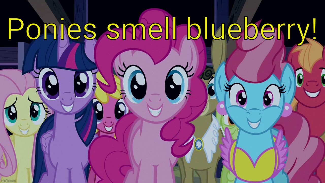 Cute Ponies (MLP) | Ponies smell blueberry! | image tagged in cute ponies mlp | made w/ Imgflip meme maker