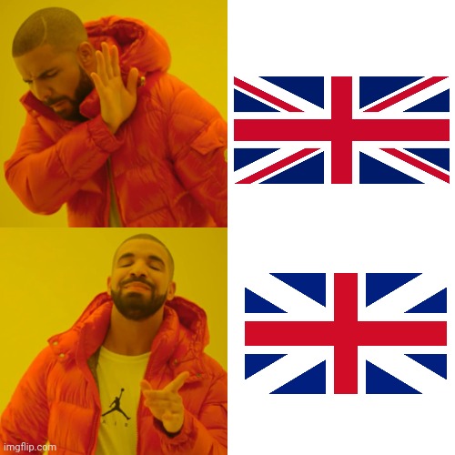 The old British flag looked better ngl | image tagged in memes,drake hotline bling | made w/ Imgflip meme maker