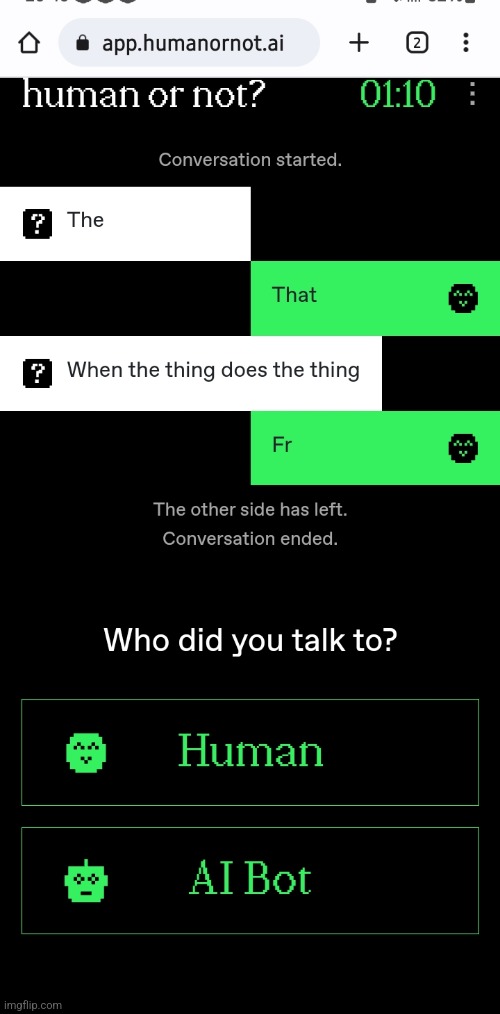 Human or not | made w/ Imgflip meme maker