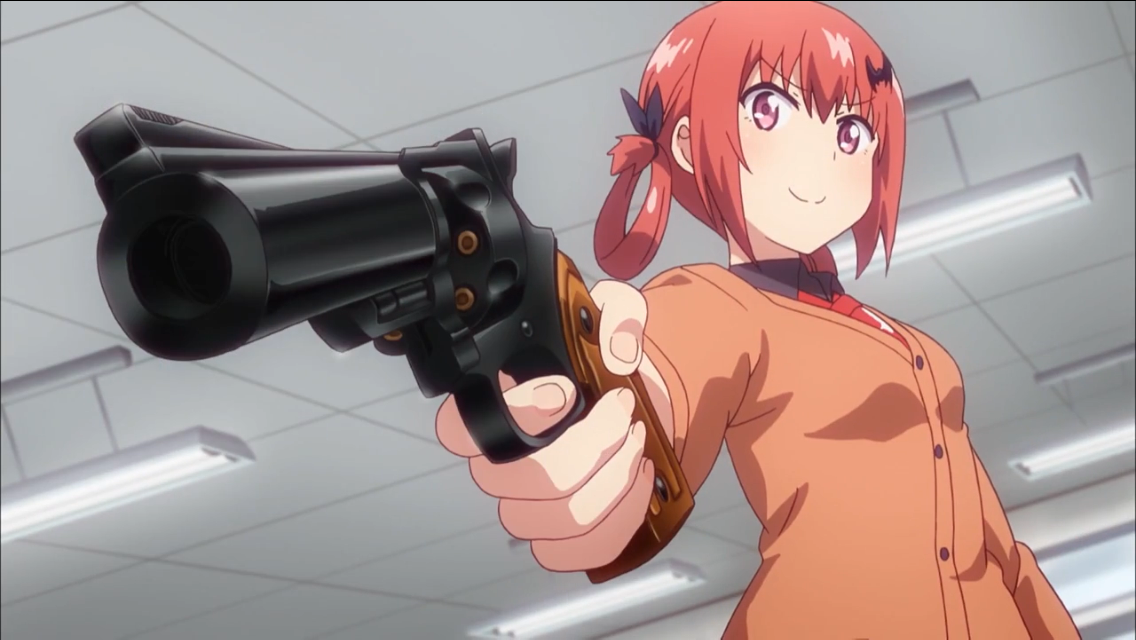 Anime Girl Holding Gun Blank Meme Template