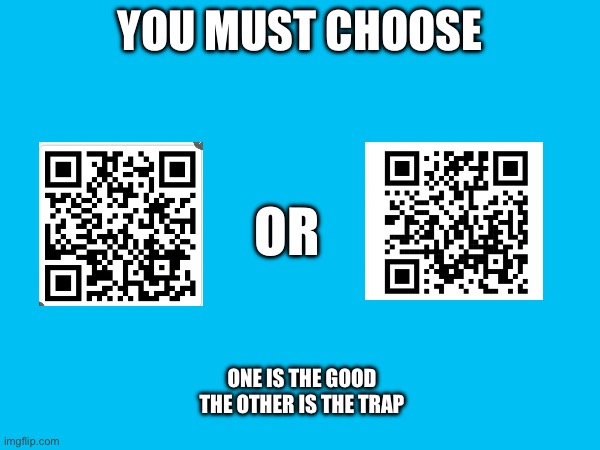 YOU MUST CHOOSE; OR; ONE IS THE GOOD THE OTHER IS THE TRAP | made w/ Imgflip meme maker