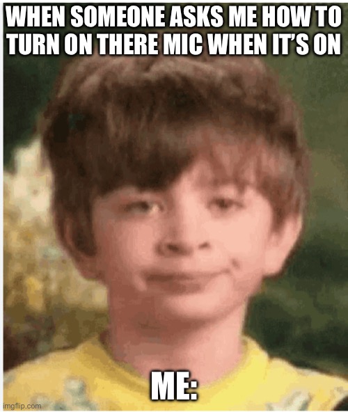 WHEN SOMEONE ASKS ME HOW TO TURN ON THERE MIC WHEN IT’S ON; ME: | made w/ Imgflip meme maker