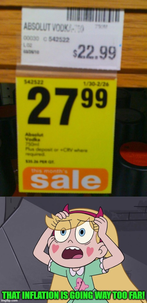 More like it got more expensive because of inflation... | THAT INFLATION IS GOING WAY TOO FAR! | image tagged in you had one job,star vs the forces of evil,memes,inflation | made w/ Imgflip meme maker