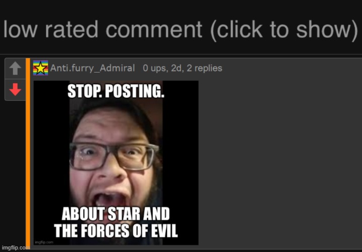 Why i mostly Put images of "Star Butterfly" in Streams i Moderate and Tifflamemez & RYKAHNE's Memes | image tagged in low rated comment dark mode version,low rated comment,imgflip,star vs the forces of evil | made w/ Imgflip meme maker