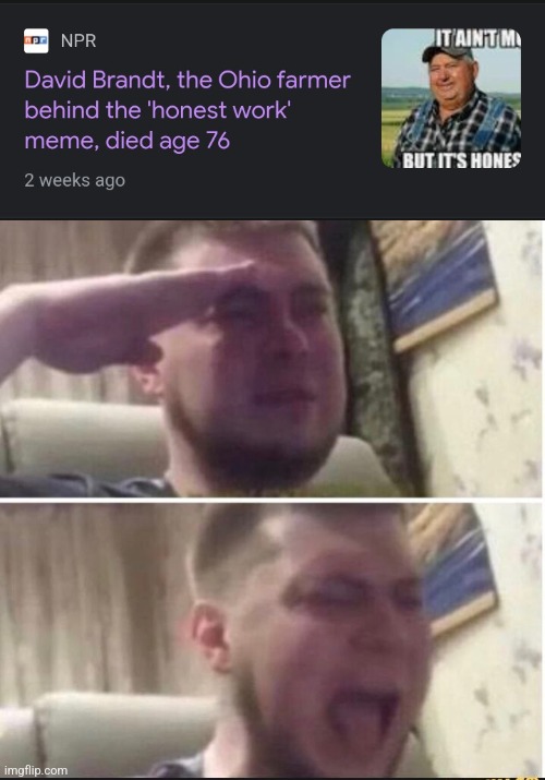 Sad to see this | image tagged in crying salute | made w/ Imgflip meme maker