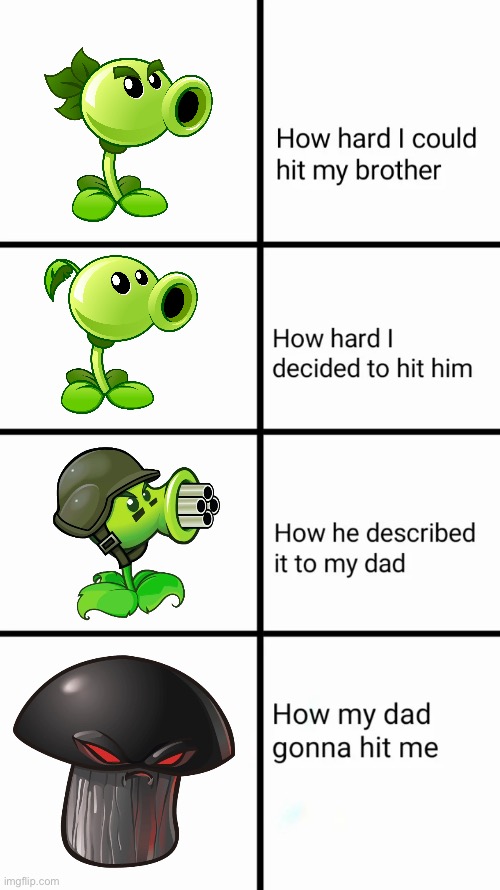 How hard I could hit my brother | image tagged in how hard i could hit my brother,plants vs zombies,little brother,dad | made w/ Imgflip meme maker