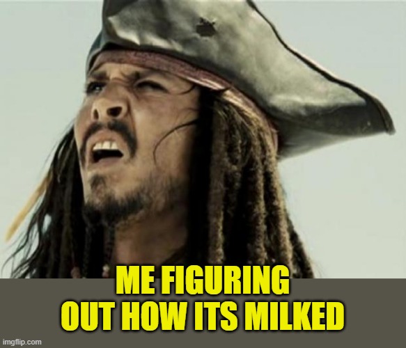 confused dafuq jack sparrow what | ME FIGURING OUT HOW ITS MILKED | image tagged in confused dafuq jack sparrow what | made w/ Imgflip meme maker