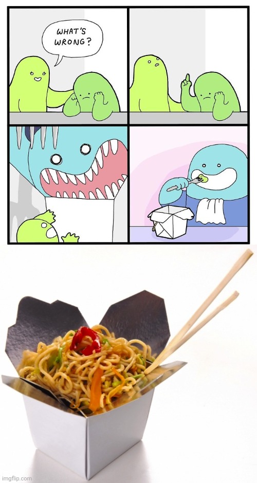 The green thing meal | image tagged in chinese food,comic,dark humor,food,memes,monster | made w/ Imgflip meme maker
