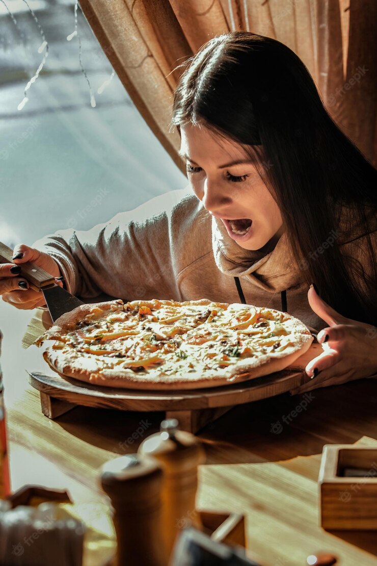 High Quality Pizza girl Blank Meme Template