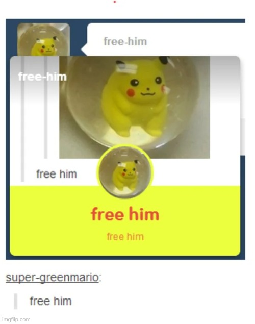free him | image tagged in shitpost,pokemon,oh wow are you actually reading these tags | made w/ Imgflip meme maker