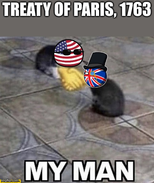 ok then | TREATY OF PARIS, 1763 | image tagged in cats shaking hands | made w/ Imgflip meme maker