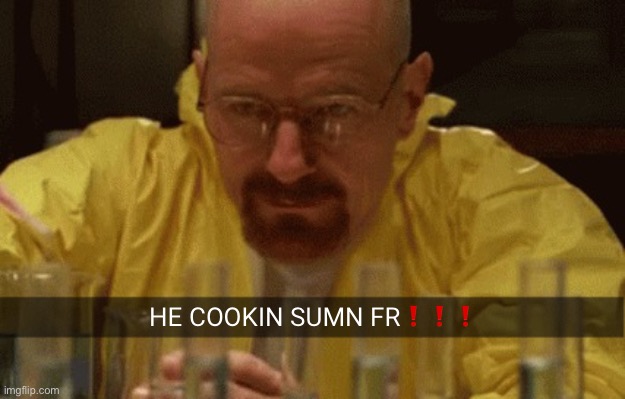 Walter White Cooking | HE COOKIN SUMN FR❗️❗️❗️ | image tagged in walter white cooking | made w/ Imgflip meme maker