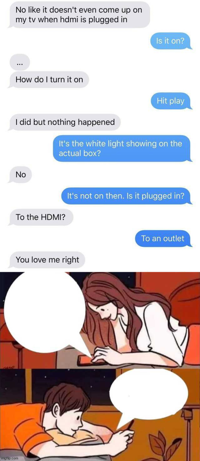 image tagged in boy and girl texting | made w/ Imgflip meme maker