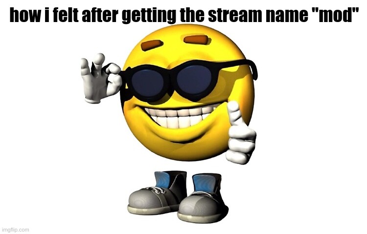 3d emoji | how i felt after getting the stream name "mod" | image tagged in 3d emoji | made w/ Imgflip meme maker