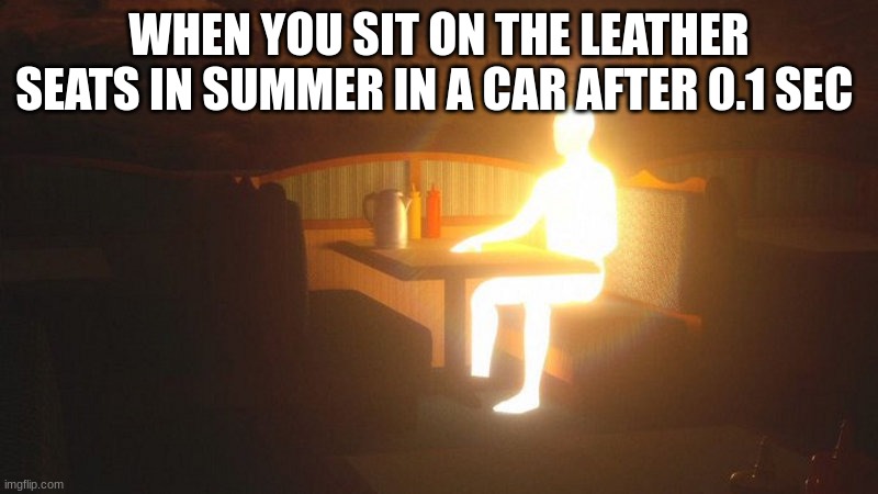 Burned severely | WHEN YOU SIT ON THE LEATHER SEATS IN SUMMER IN A CAR AFTER 0.1 SEC | image tagged in funny memes,fyp,meme | made w/ Imgflip meme maker