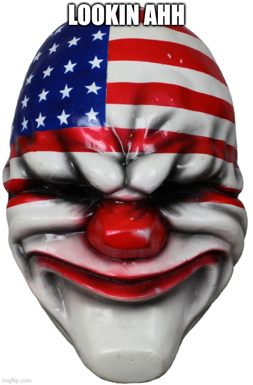 LOOKIN AHH | image tagged in payday 2 dallas mask | made w/ Imgflip meme maker