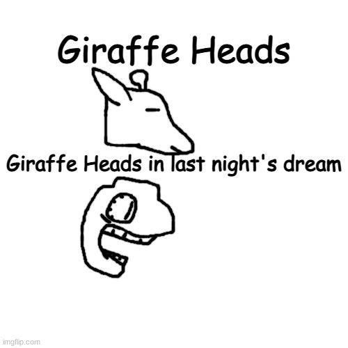 zach from jimmyhere is seething rn | Giraffe Heads; Giraffe Heads in last night's dream | made w/ Imgflip meme maker