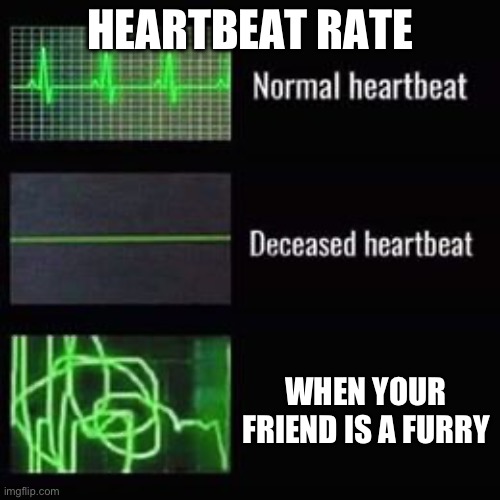 heartbeat rate | HEARTBEAT RATE; WHEN YOUR FRIEND IS A FURRY | image tagged in heartbeat rate | made w/ Imgflip meme maker