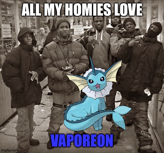 All My Homies Love | ALL MY HOMIES LOVE; VAPOREON | image tagged in all my homies love | made w/ Imgflip meme maker