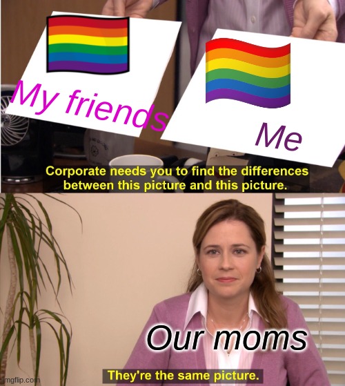 They're The Same Picture Meme | My friends; Me; Our moms | image tagged in they're the same picture,my momma said | made w/ Imgflip meme maker