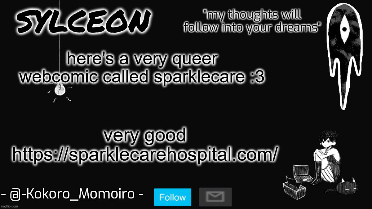 blackspace. | here's a very queer webcomic called sparklecare :3; very good https://sparklecarehospital.com/ | image tagged in blackspace | made w/ Imgflip meme maker