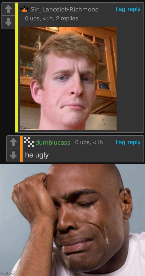 image tagged in black guy crying | made w/ Imgflip meme maker