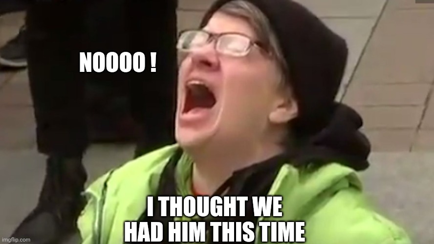 Screaming Liberal  | NOOOO ! I THOUGHT WE HAD HIM THIS TIME | image tagged in screaming liberal | made w/ Imgflip meme maker