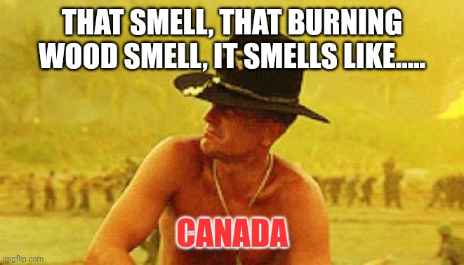 Robert Duvall | THAT SMELL, THAT BURNING WOOD SMELL, IT SMELLS LIKE..... CANADA | image tagged in robert duvall | made w/ Imgflip meme maker