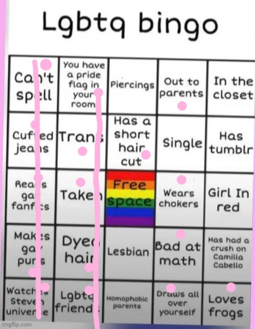 I'm bored (idk why it's tilted like that) | image tagged in lgbtq,bingo | made w/ Imgflip meme maker