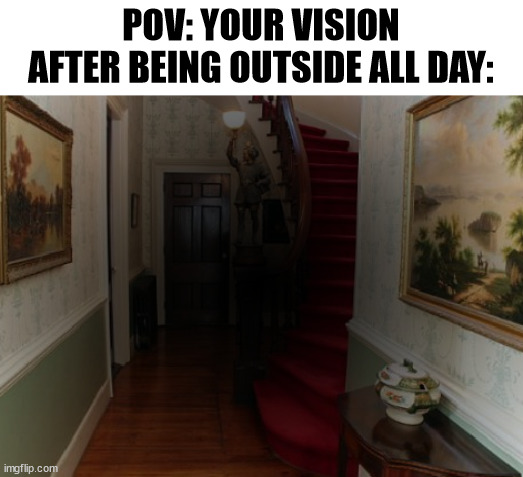 When you walk inside | POV: YOUR VISION AFTER BEING OUTSIDE ALL DAY: | image tagged in sun,funny memes,pain | made w/ Imgflip meme maker