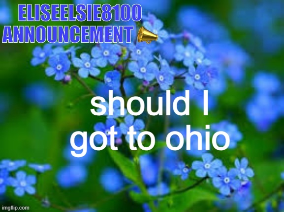 EliseElsie8100 Announcement | should I got to ohio | image tagged in eliseelsie8100 announcement | made w/ Imgflip meme maker