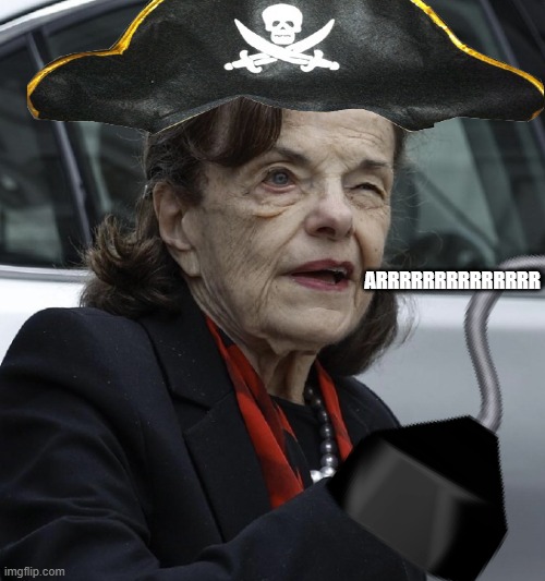 diane feinstein | ARRRRRRRRRRRRRR | image tagged in leftists,pirates,politics,commies | made w/ Imgflip meme maker