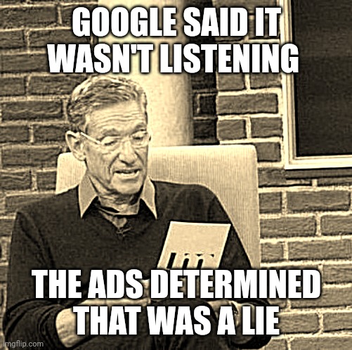 Maury Lie Detector | GOOGLE SAID IT WASN'T LISTENING; THE ADS DETERMINED THAT WAS A LIE | image tagged in memes,maury lie detector | made w/ Imgflip meme maker