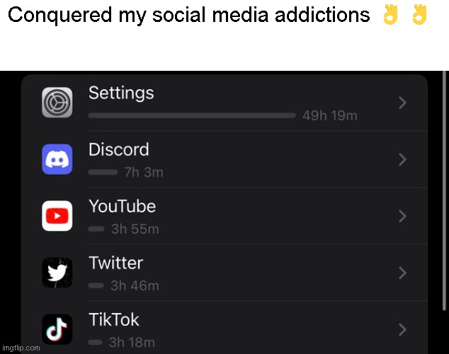 Conquered my social media addictions 👌👌 | made w/ Imgflip meme maker