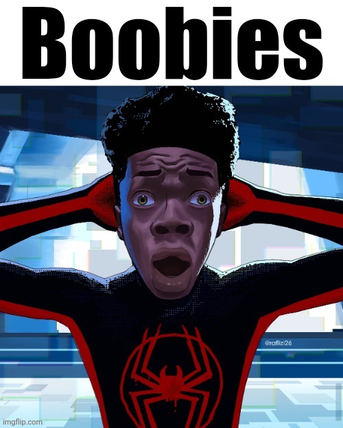 Spiderman fr fr ong!?!? | Boobies | image tagged in spiderman fr fr ong | made w/ Imgflip meme maker