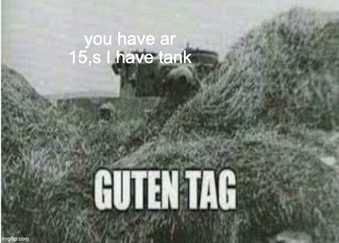 you have ar 15,s I have tank | made w/ Imgflip meme maker