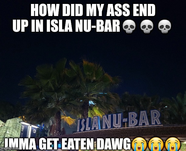 HOW DID MY ASS END UP IN ISLA NU-BAR💀💀💀; IMMA GET EATEN DAWG😭😭😭 | made w/ Imgflip meme maker