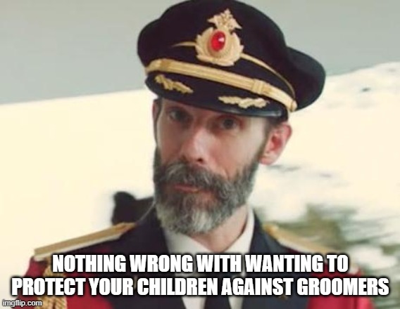 Nothing Wrong With Wanting to Leave the Kids Alone | NOTHING WRONG WITH WANTING TO PROTECT YOUR CHILDREN AGAINST GROOMERS | image tagged in captain obvious,groom,grooming,groomers,kids,kid | made w/ Imgflip meme maker
