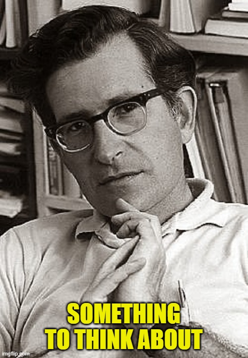 Noam Chomsky - 1970 | SOMETHING TO THINK ABOUT | image tagged in noam chomsky - 1970 | made w/ Imgflip meme maker