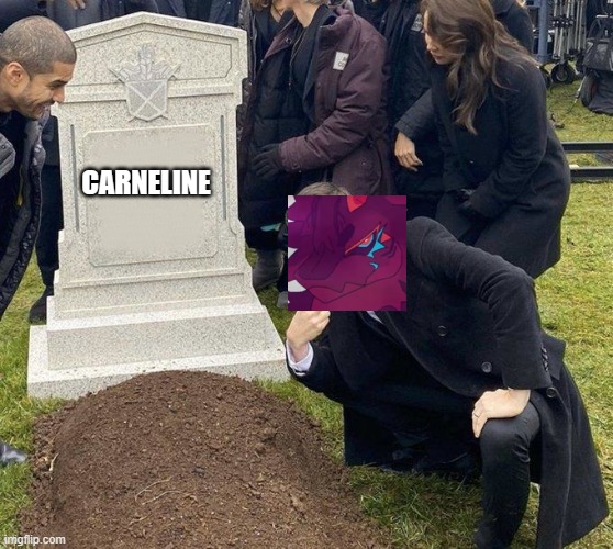 Carneline's replacement: | CARNELINE | image tagged in grant gustin gravestone,roblox meme | made w/ Imgflip meme maker