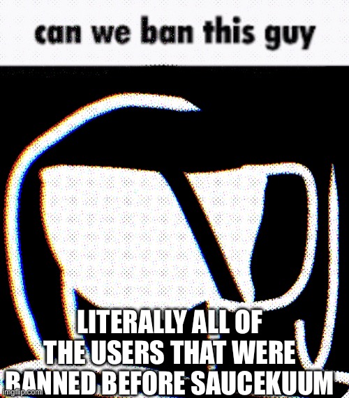 like bro why are they unbanned | LITERALLY ALL OF THE USERS THAT WERE BANNED BEFORE SAUCEKUUM | image tagged in can we ban this guy phantom | made w/ Imgflip meme maker