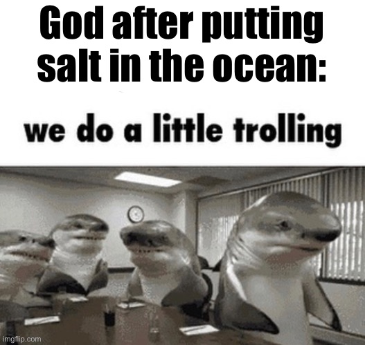 we do a little trolling | God after putting salt in the ocean: | image tagged in we do a little trolling | made w/ Imgflip meme maker