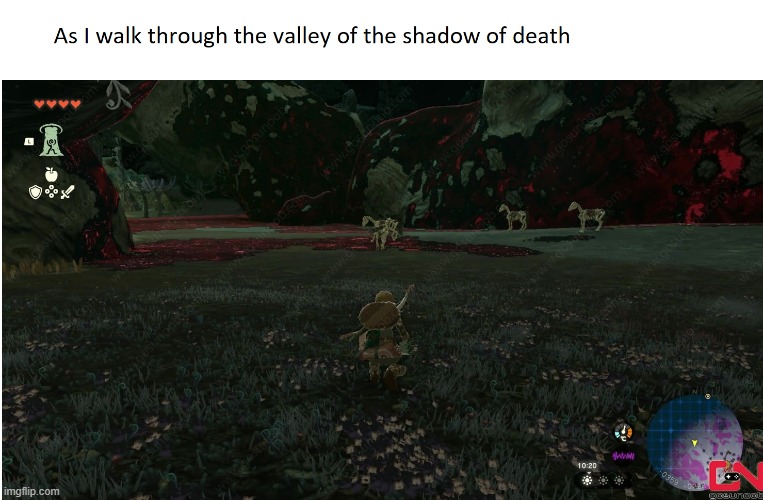 As I walk through the valley of the shadow of death | image tagged in totk,coolio | made w/ Imgflip meme maker