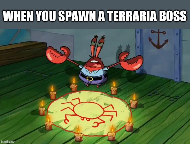 is this relatable | WHEN YOU SPAWN A TERRARIA BOSS | image tagged in video games,gaming | made w/ Imgflip meme maker