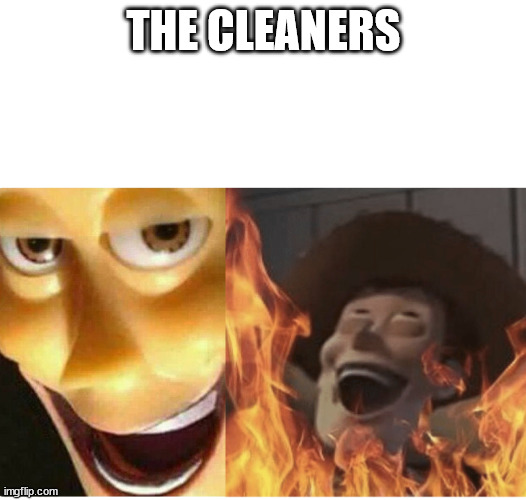 Fire Woody | THE CLEANERS | image tagged in fire woody | made w/ Imgflip meme maker