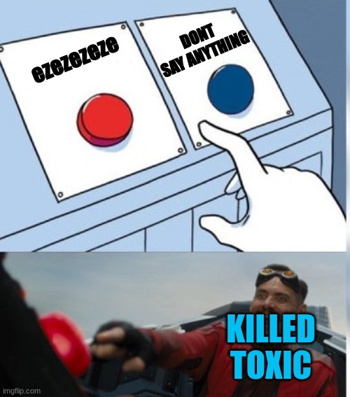 Two Buttons Eggman | DONT SAY ANYTHING; ezezezeze; KILLED TOXIC | image tagged in two buttons eggman | made w/ Imgflip meme maker