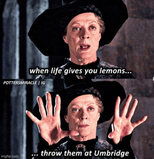 Throw em at umbridge | image tagged in harry potter,when life gives you lemons,dolores umbridge | made w/ Imgflip meme maker
