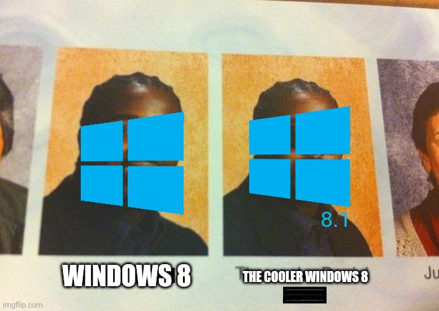 windows 8 | 8.1; WINDOWS 8; THE COOLER WINDOWS 8 | image tagged in the cooler daniel | made w/ Imgflip meme maker