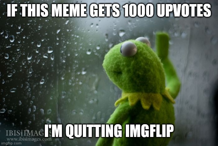 Don't do it... | IF THIS MEME GETS 1000 UPVOTES; I'M QUITTING IMGFLIP | image tagged in kermit window,memes,dont do it | made w/ Imgflip meme maker
